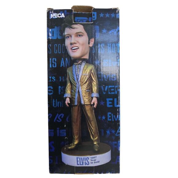 NWT Elvis Head Knockers 1957 Year In Gold BobbleHead NECA - Picture 6 of 8